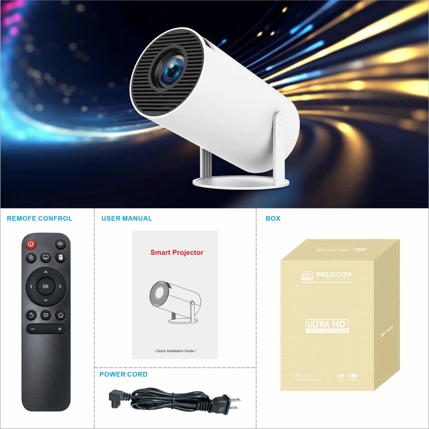 Factory Sale HY300 PRO Full Hd Smart Projector Android 11 Beamer Phone Mini Projector 4k Hy300 Pro Smart Portable Projector-5