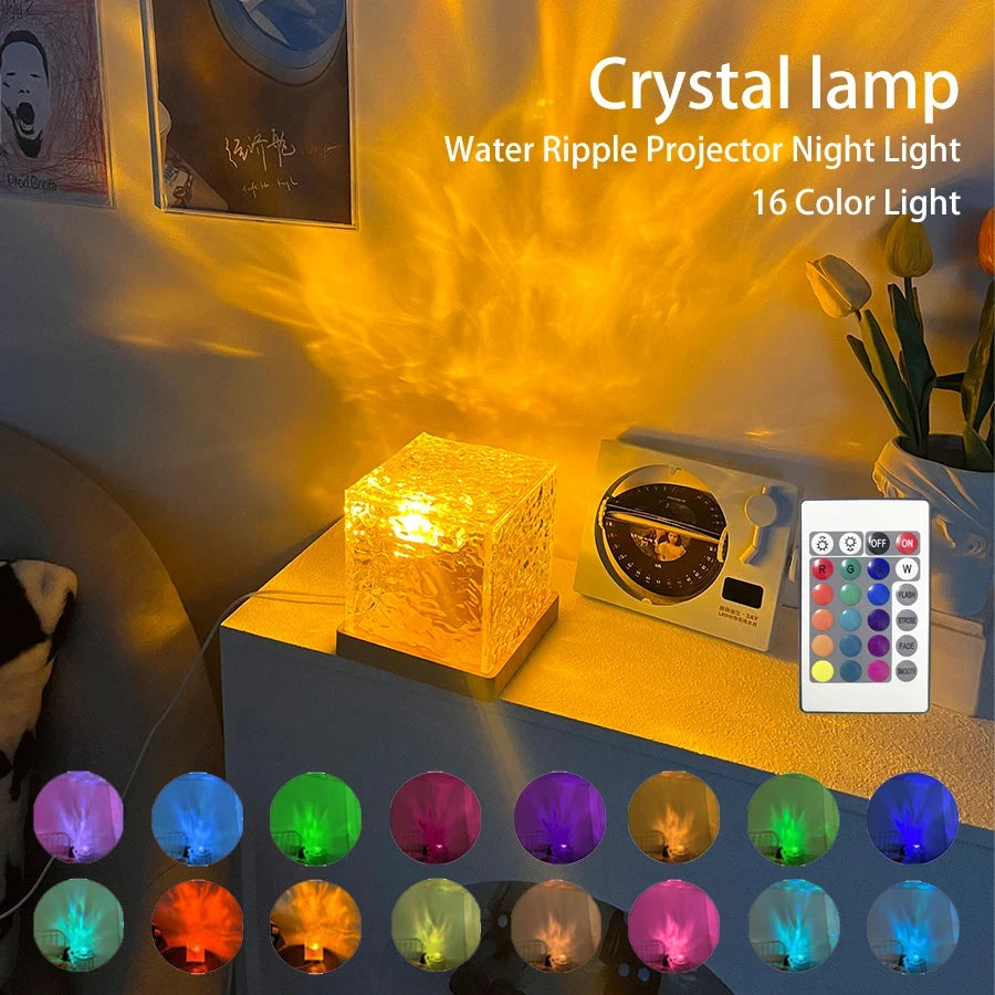 Aurora Northern Night Light Ocean Wave Projector Gemly Water Pattern Cube Light Gradual Rotating Flame Wave Effect Colorful Lamp-1