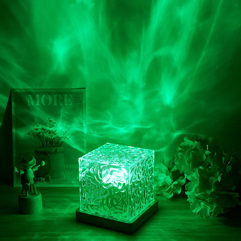 Aurora Northern Night Light Ocean Wave Projector Gemly Water Pattern Cube Light Gradual Rotating Flame Wave Effect Colorful Lamp-5