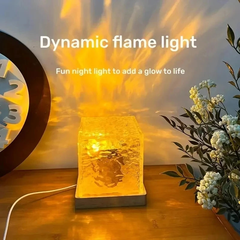 Aurora Northern Night Light Ocean Wave Projector Gemly Water Pattern Cube Light Gradual Rotating Flame Wave Effect Colorful Lamp-4