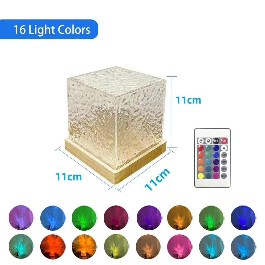 Aurora Northern Night Light Ocean Wave Projector Gemly Water Pattern Cube Light Gradual Rotating Flame Wave Effect Colorful Lamp-2